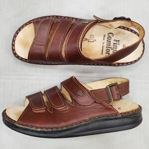 Finn Comfort Sandals women's size 36 US 5 brown leather adjustable straps Boho
